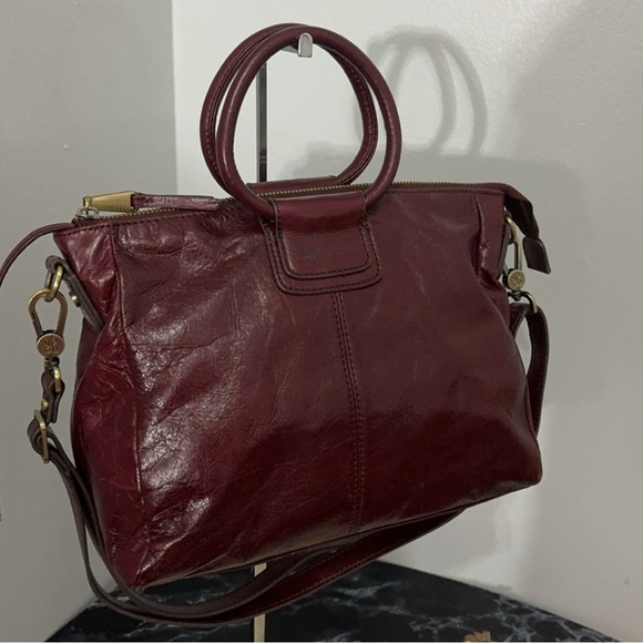 HOBO Handbag Sheila Medium Satchel Merlot Red Leather Shoulder Bag AUTHENTIC - Picture 2 of 16